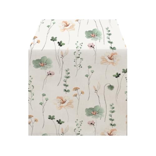 Wildflowers Spring Table Runner, Rustic 13" x 72", Table Runner Floral