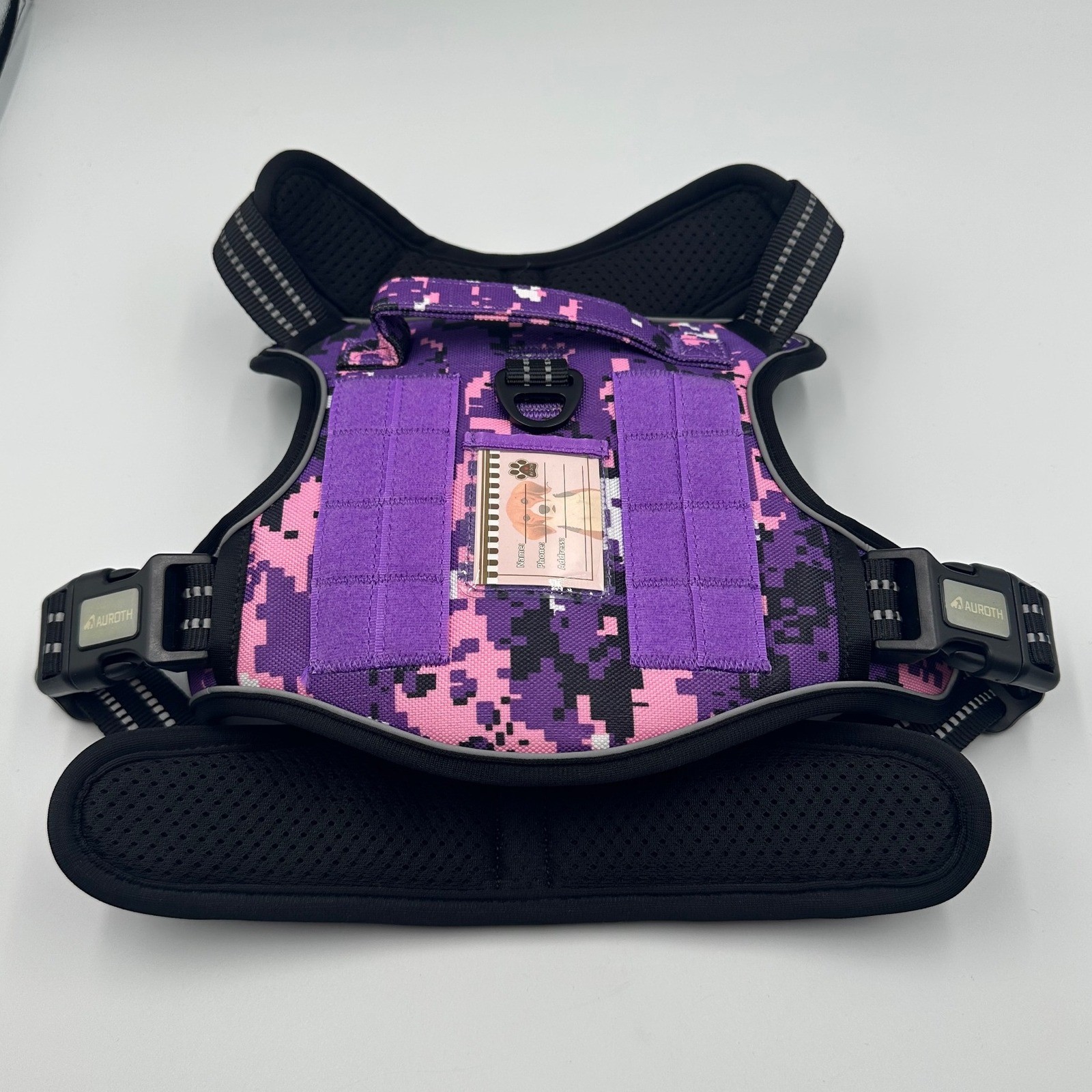Auroth Purple Camo Tactical Dog Harness Adjustable No Pull Vest Size M NEW