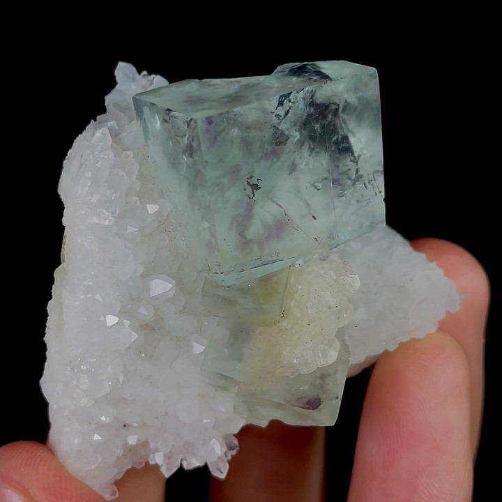 49g Natural Green Cubic Fluorite and Clear Quartz Mineral Specimen/Zhejiang