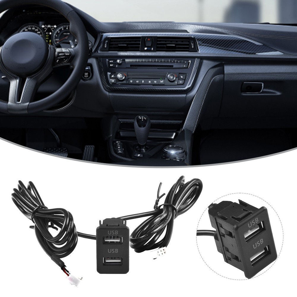 USB Socket USB Socket 3.4*2.2cm 4pin+6pin ABS Black Direct Installation