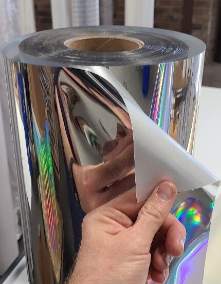 Silver Gloss Metallic Chrome Print-Treated Perm Self-Adhesive Polyester Film S2