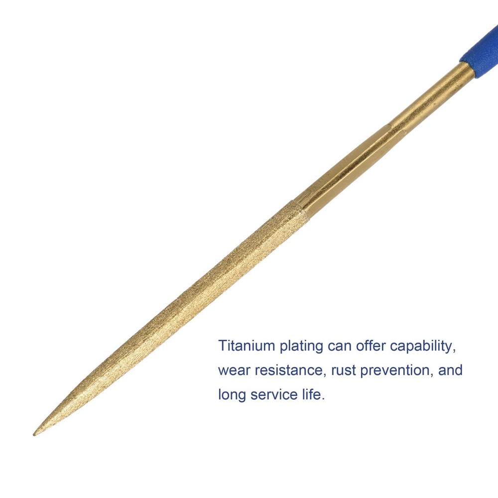 10pcs Diamond Needle File Set Titanium Coated Flat Half Round Triangle Square