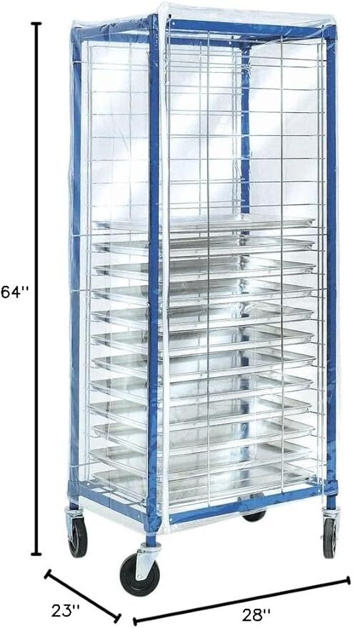 Coverall End Load Pan Rack Cover Clear Vinyl - 28"L x 23"W x 64"H