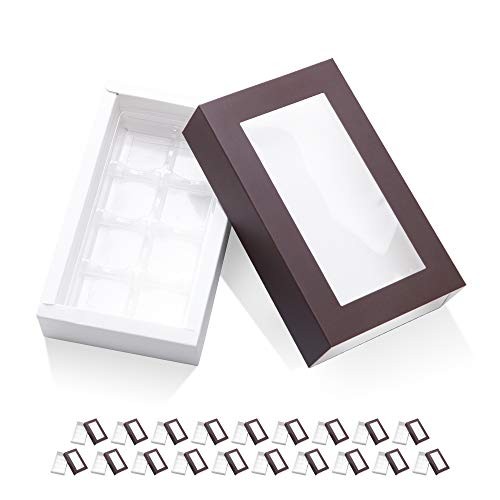 20 Truffle Box, Chocolate Box Packaging, Candy Boxes with 8-Piece Plastics