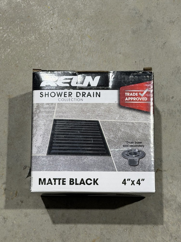 (1-Pk) RELN Square Shower Drain with Linear Pattern Drain Cover Matte Black
