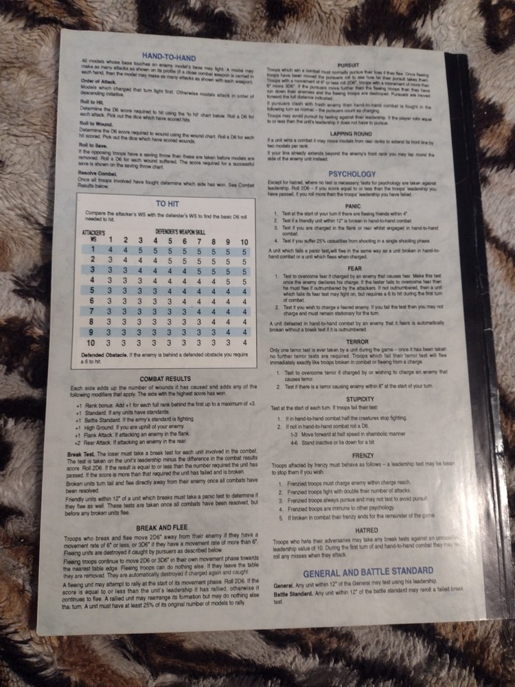 Warhammer RPG rulebook soft cover 1992 edition