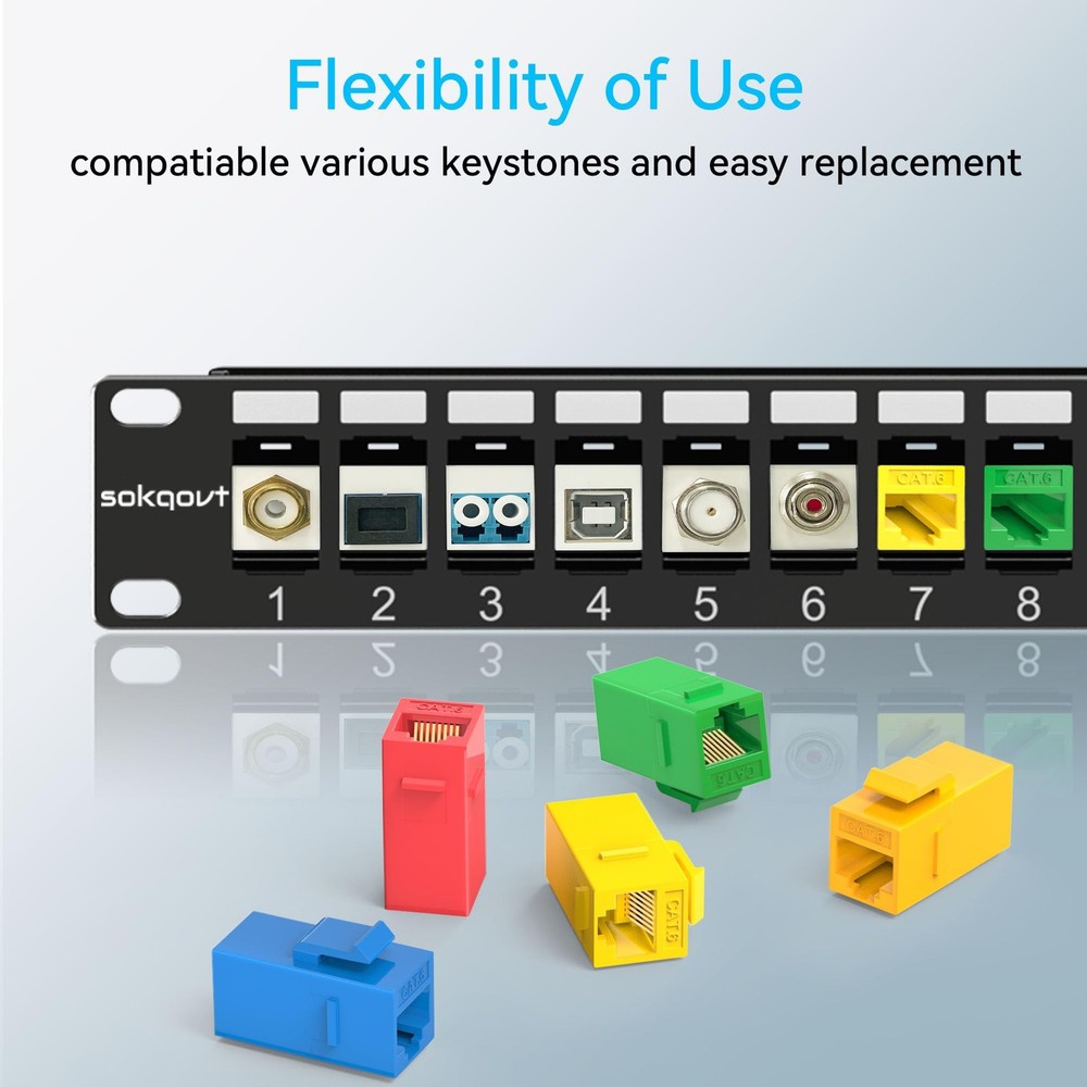 12 Port Mini Blank Keystone Patch Panel with Snap-in Design, 12