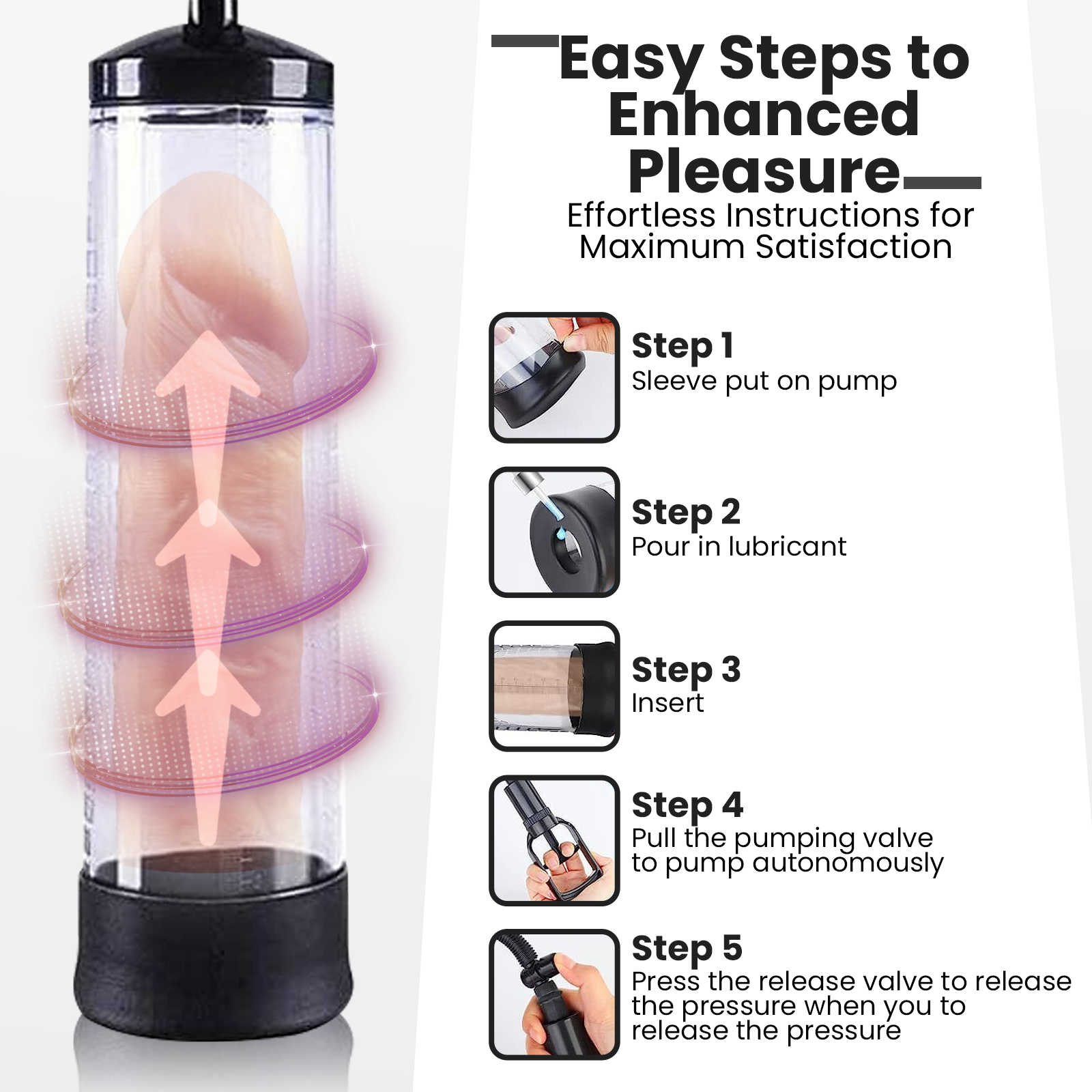 Vacuum Penis Pump for Male ED Enhancement Erectile Enlargement +3 Rings 1 Sleeve