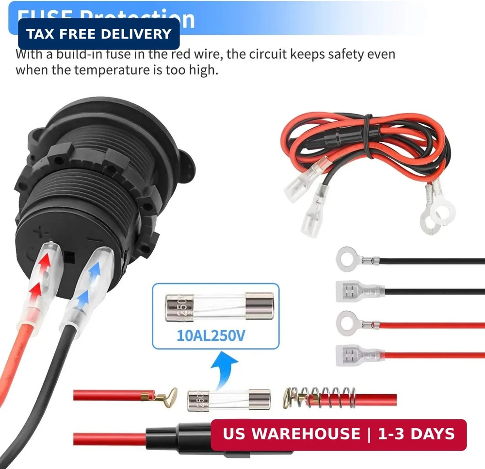 12V Car Cigarette Lighter Socket Waterproof and Dustproof plug socket for Car Tr