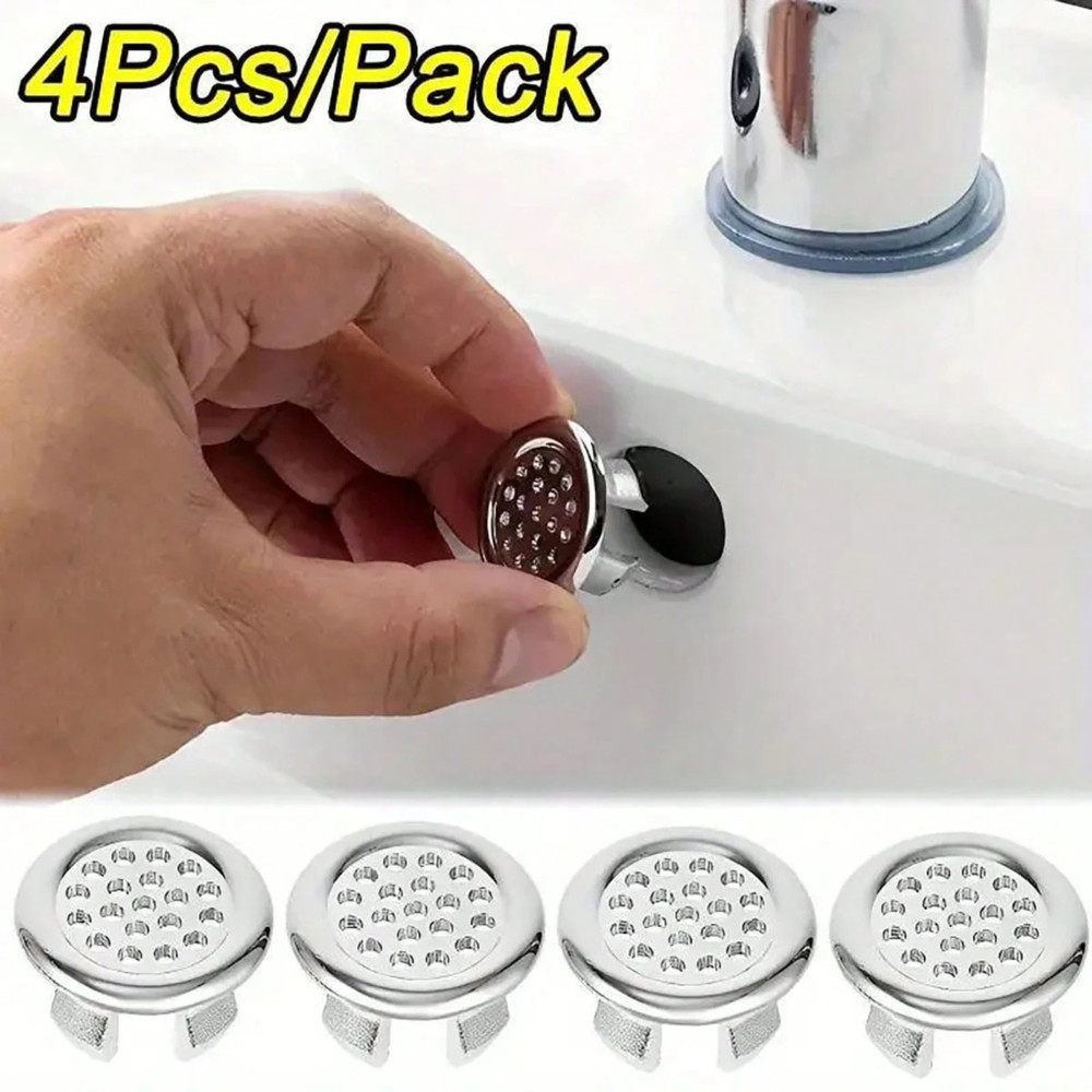 4pcs/Pack Bathroom Kitchen Basin Sink Cover Ring Round Drain Cap Replacement