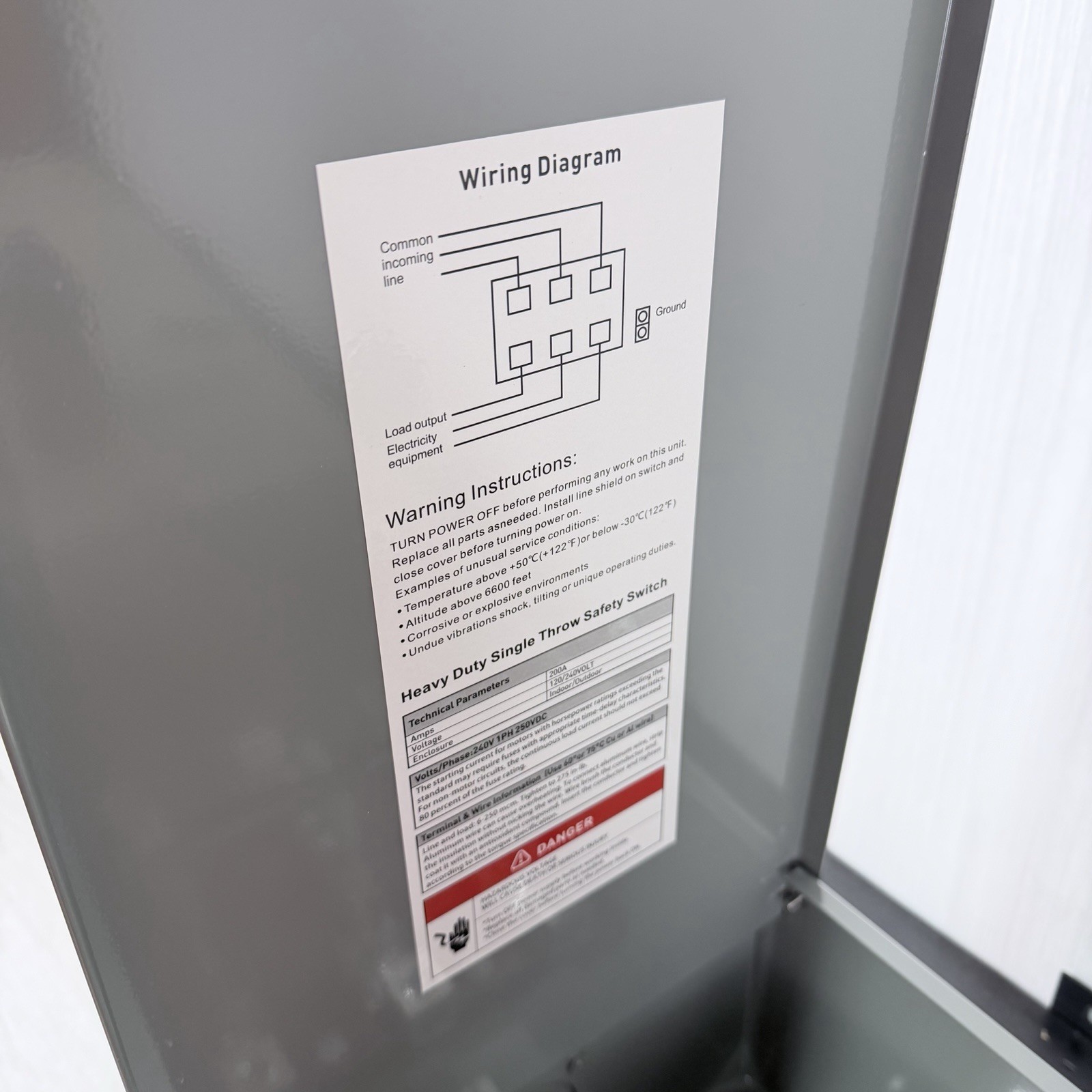 200A Generator Transfer Switch for Home Generator, 48000W Manual Double-Throw