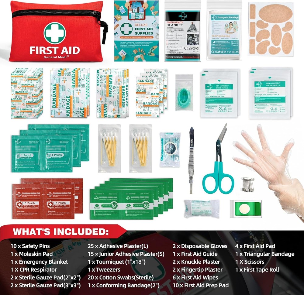 Mini First Aid Kit, 110 Piece Small First Aid Kit - Includes Emergency Foil
