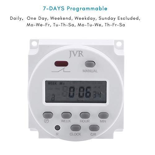 JVR 12V Timer Switch Programmable Digital 12 Volt DC/AC/Solar Battery Powered