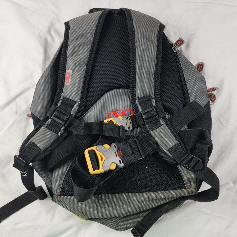 Marker Backpack Gray Yellow Hiking Camping Padded Straps Back Multiple Pockets