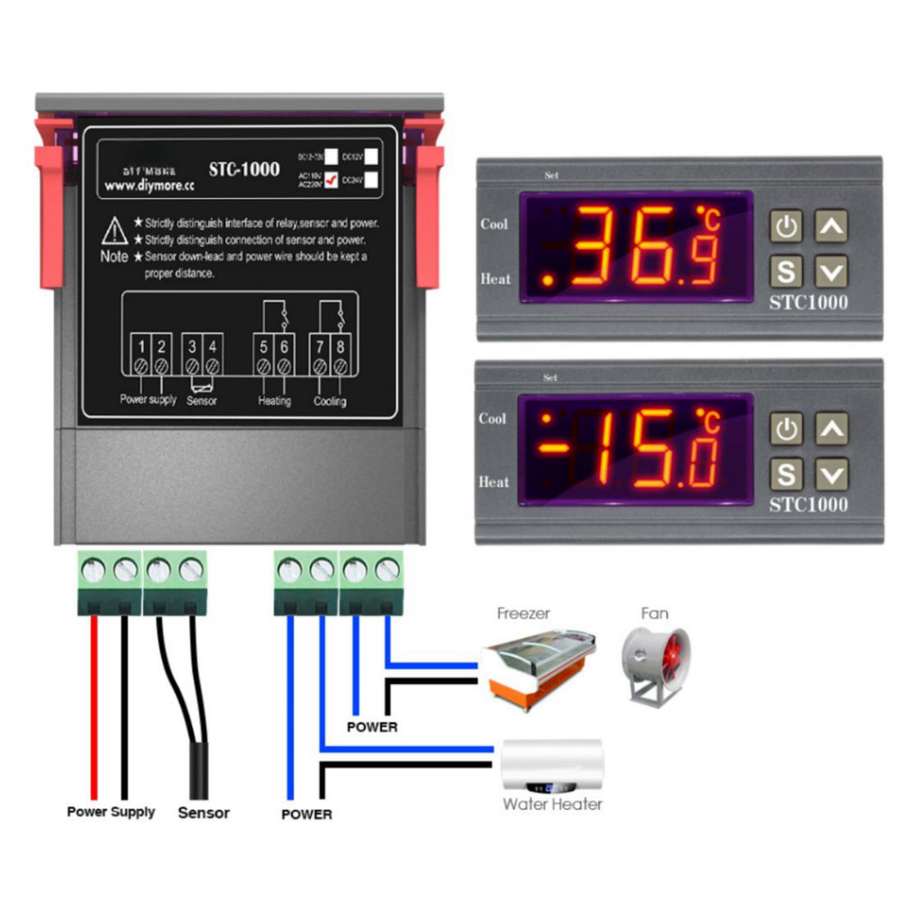 New STC-1000 Digital DIsplay Temperature Controller Thermostat NTC Sensor