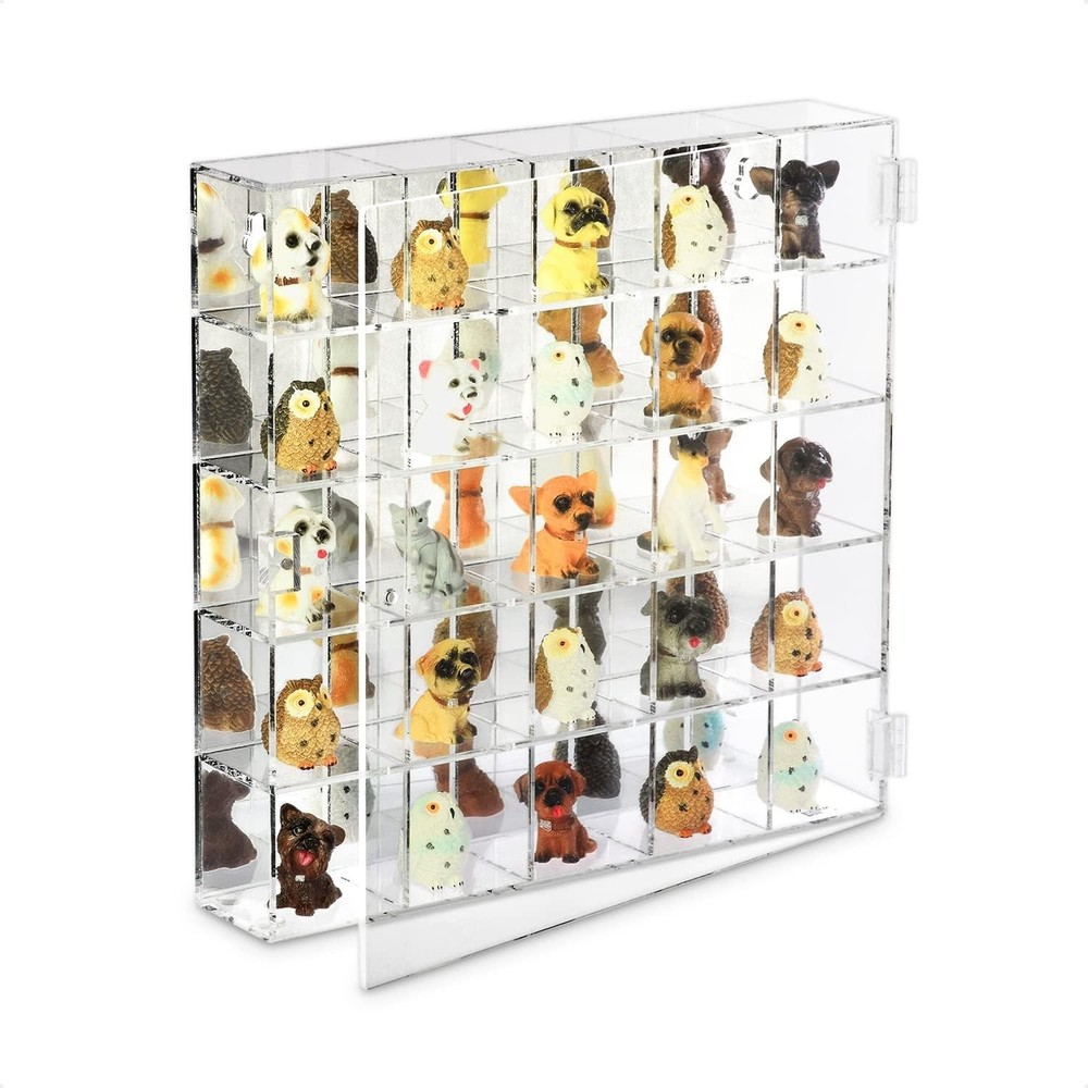 Mountable 25 Compartments Acrylic Display Case Cabinet Stand with Mirrored B...