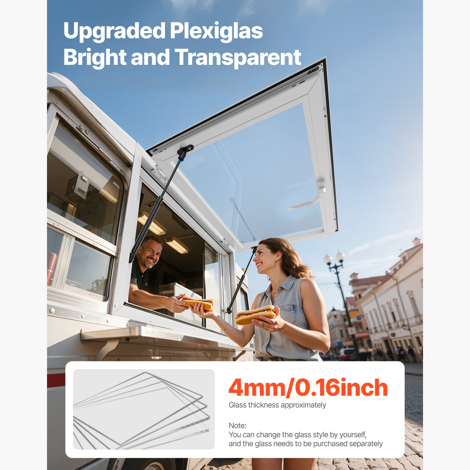 Uimoso 36x24in Aluminum Alloy Food Truck Service Window with Awning