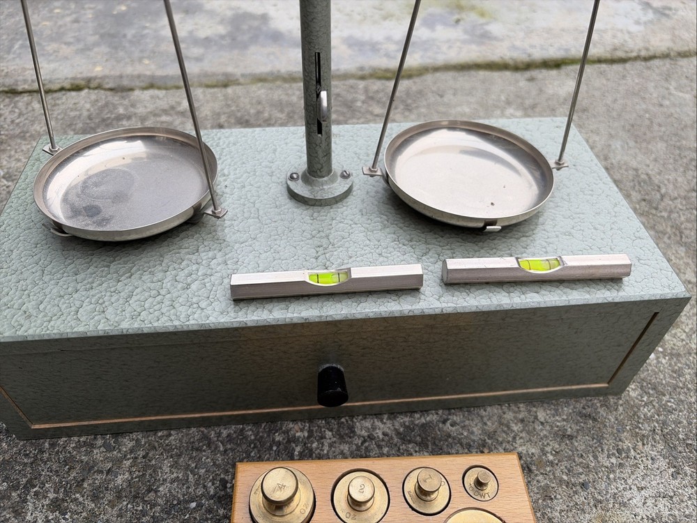 Vintage Equal Arm Scale & Weight Set, West Germany Complete