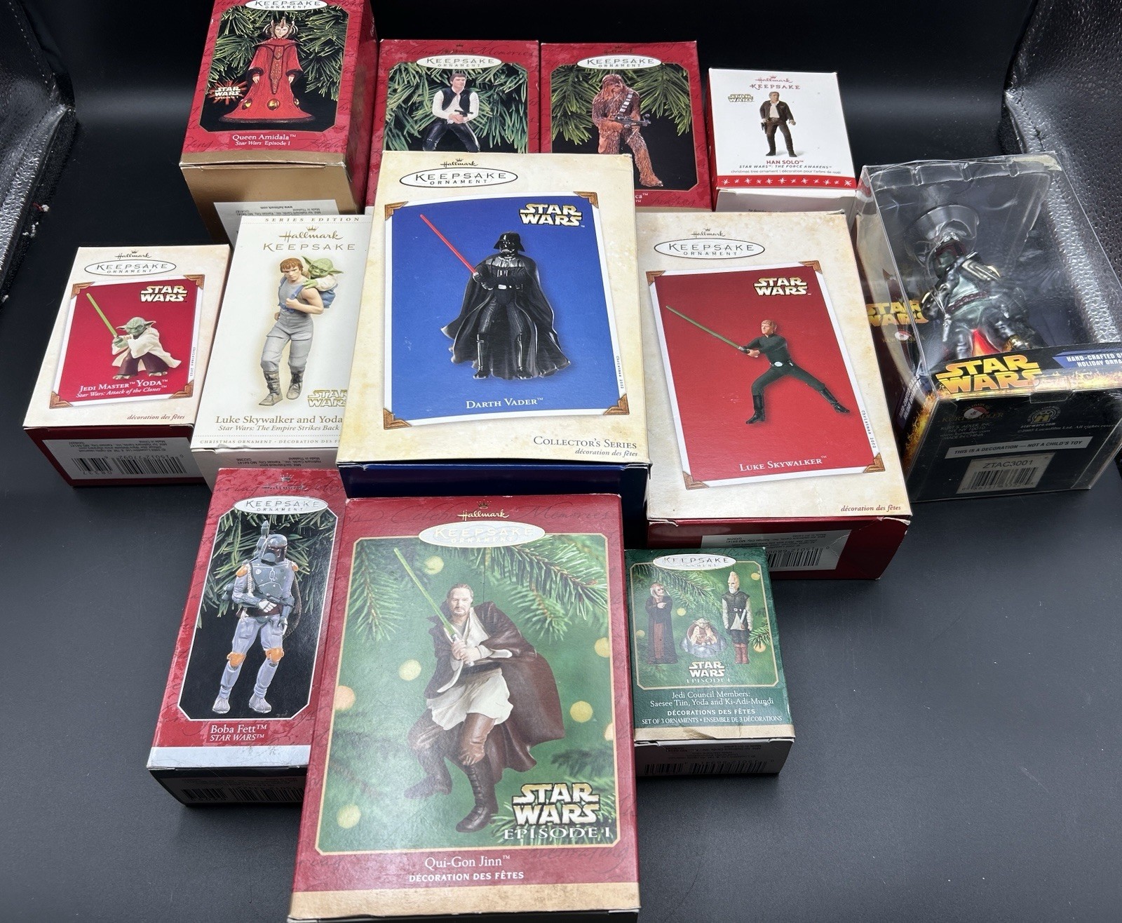 Hallmark Keepsake Star Wars Ornament Lot Boxed Darth Vader Han Solo Boba Fett