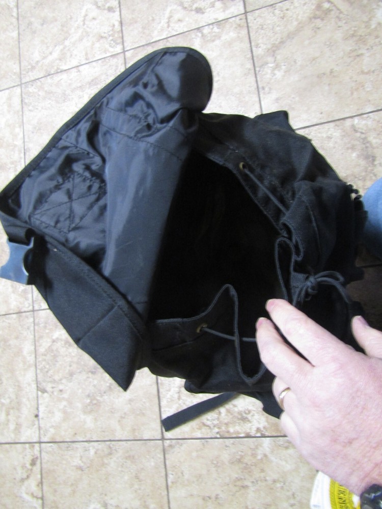 TACTICAL BLACK BACKPACK WITH HOOK LOOP US FLAG SNAP AND TIES