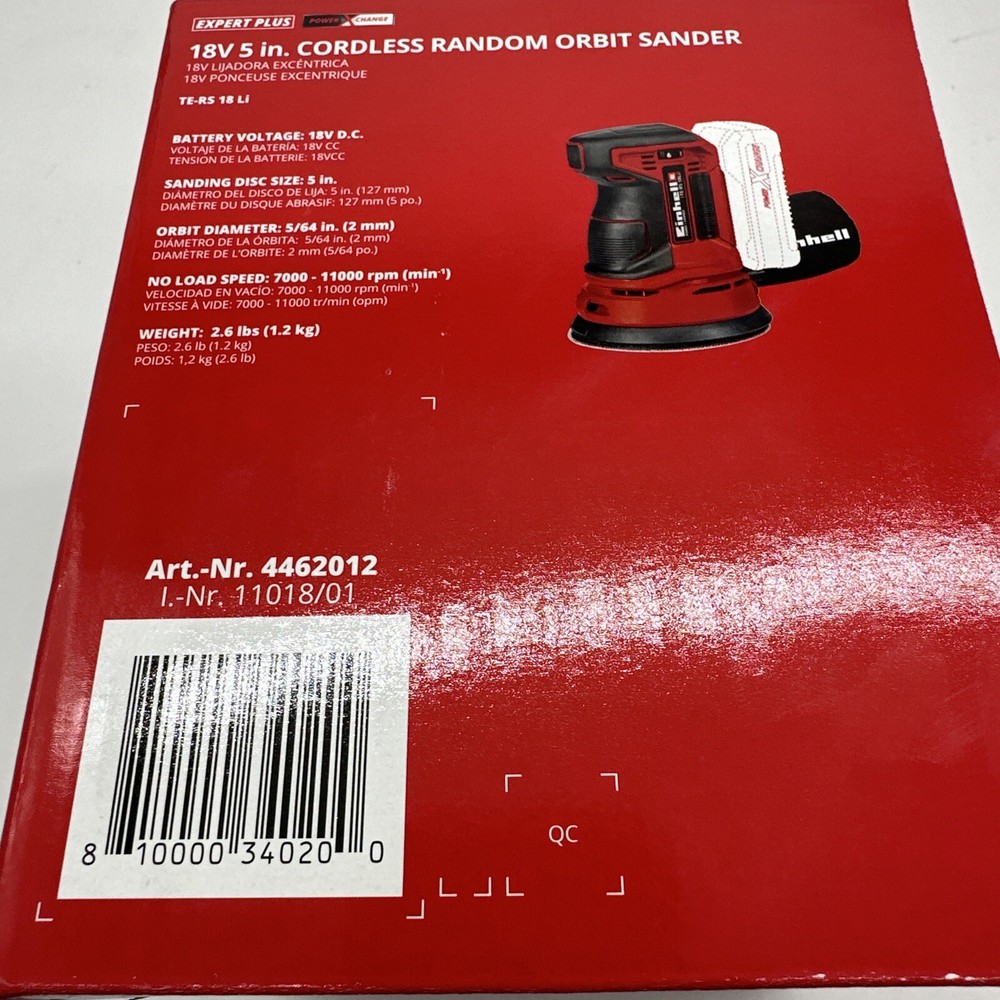 Einhell TE-RS 18V 5" Variable Speed Palm Sander TOOL ONLY (NO Battery/Charger)