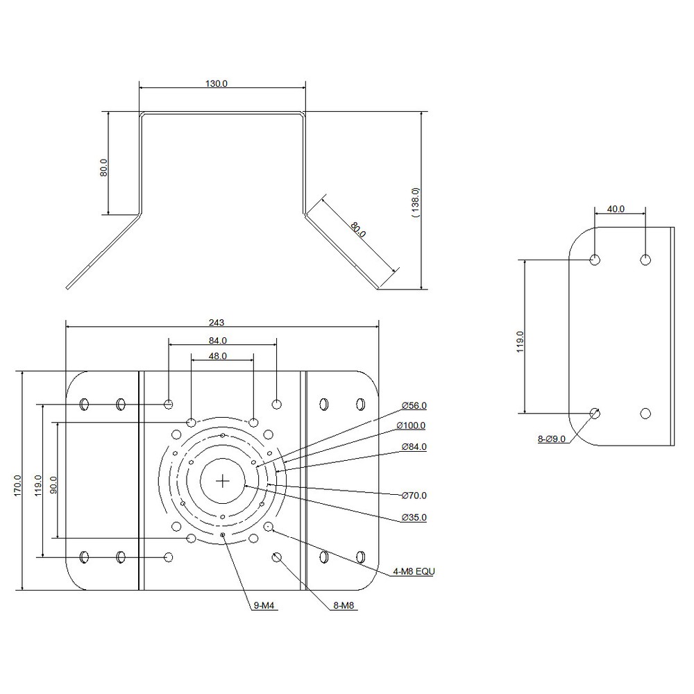 Dahua PFA151 Universal Corner Mounting Bracket Adapter for Most Wall Mounts