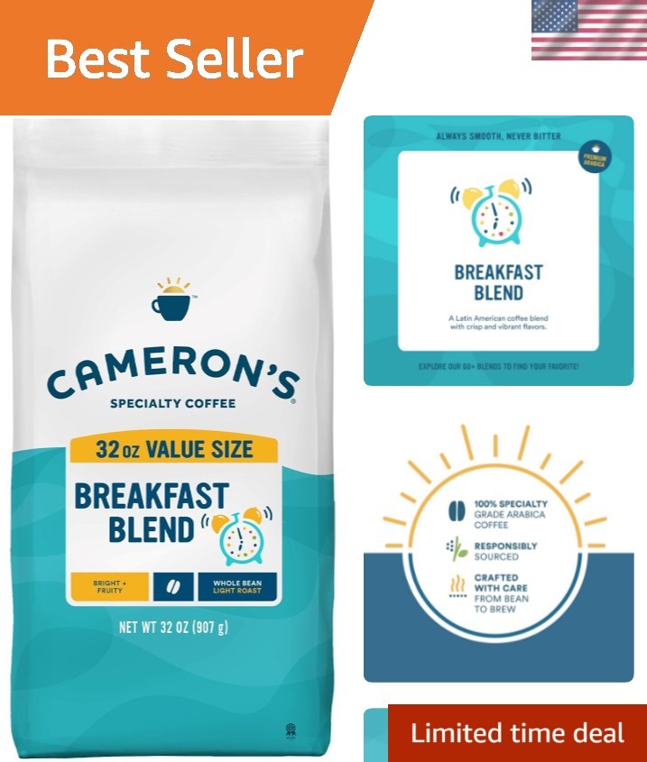 Roasted Whole Bean Coffee, Breakfast Blend, 32 Ounce