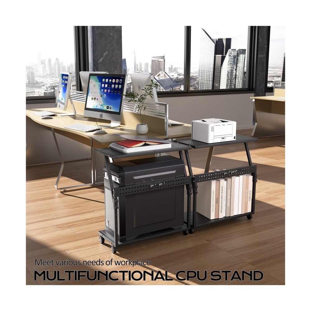 24In Large PC Stand, 5 Levels Height Adjustable Computer Tower Stand with Whe...