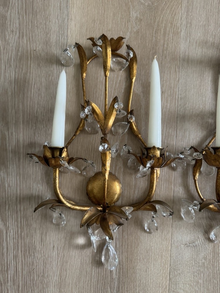 Vintage Gold Sconces (Pair)