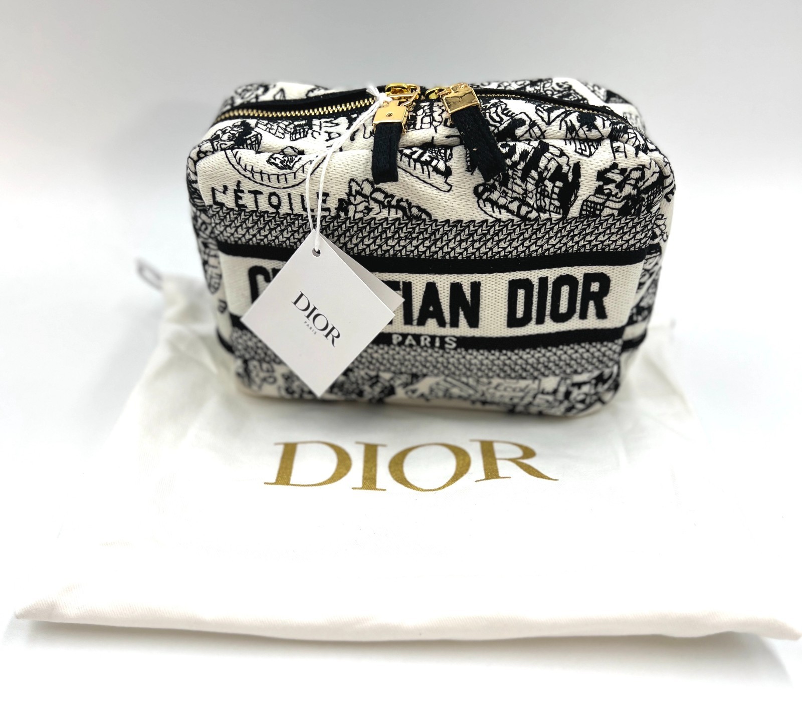 New! Dior Plan De Paris Canvas Embroidered Cosmetic Bag