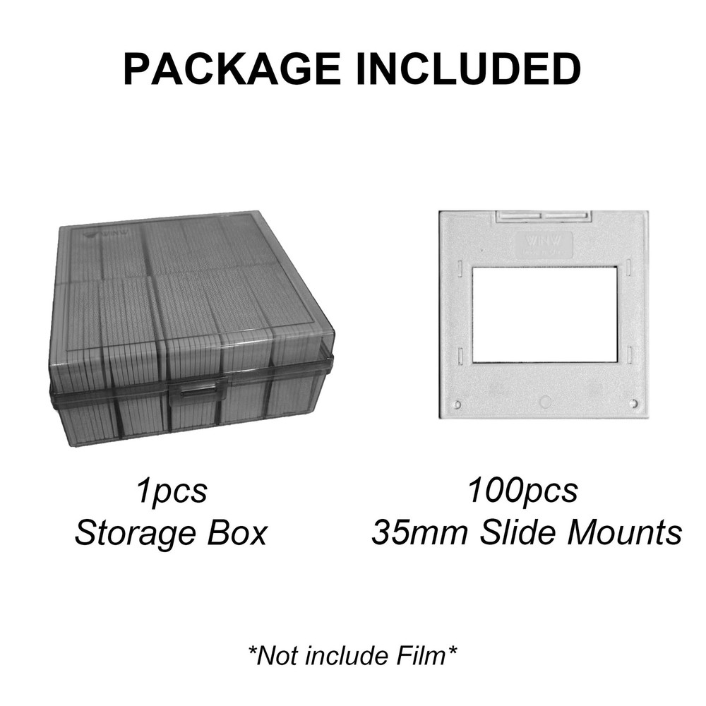 Plastic Slide Mounts 35mm-100 Pcs Includes Storage Box