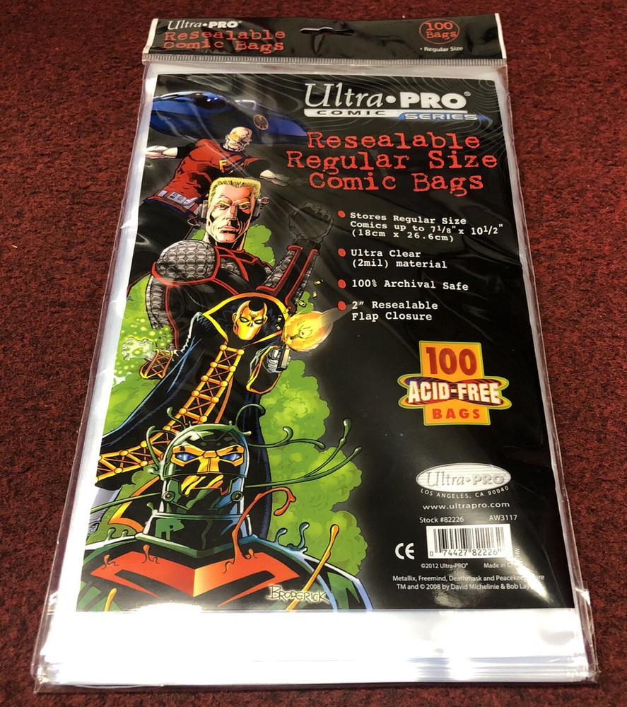 100 Ultra Pro Resealable Regular Size Comic Bags