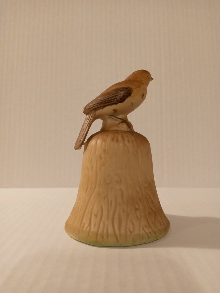 4.25" Brown Ceramic Bisque Bird Bell