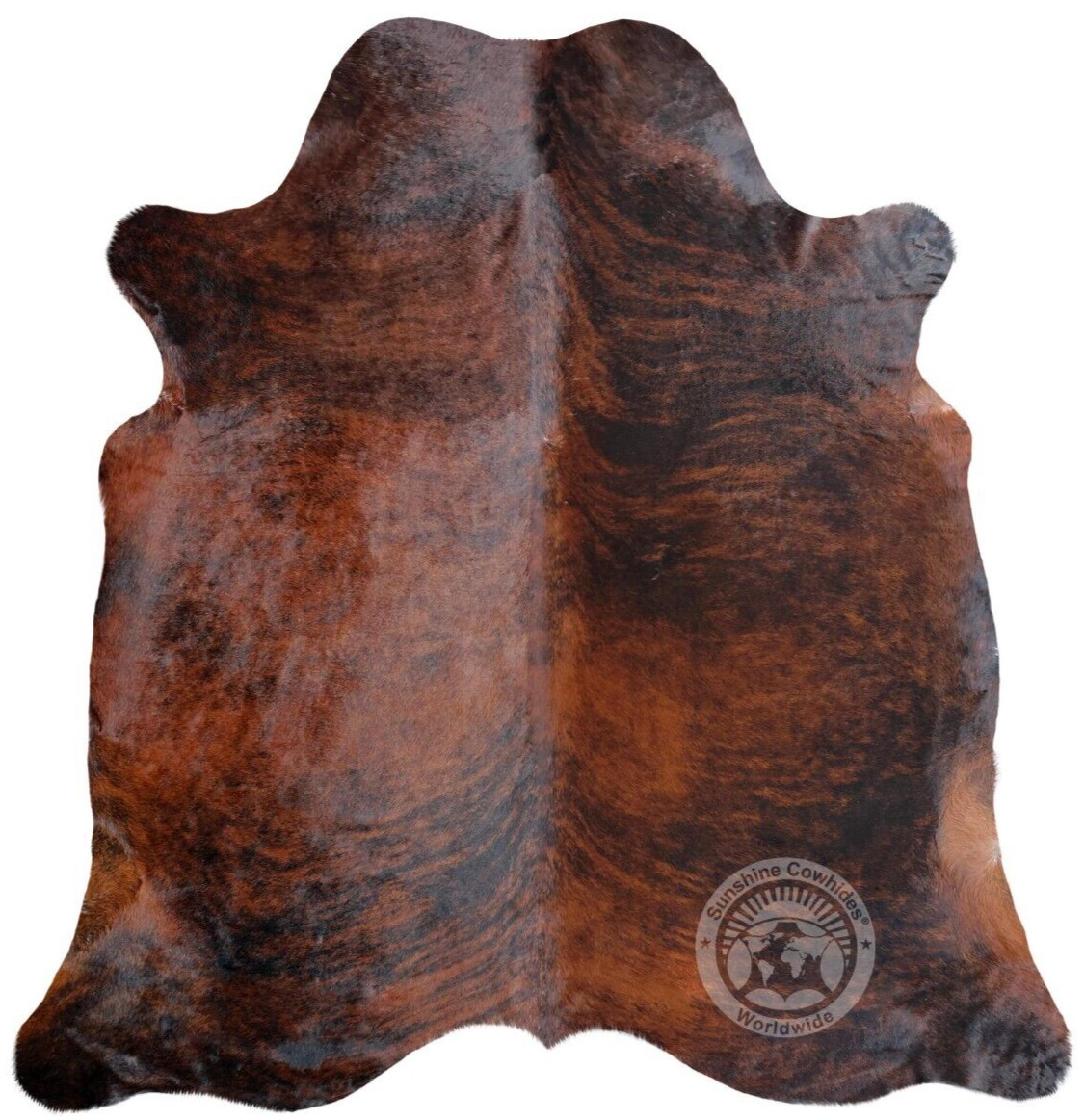 Genuine Cowhide Rug Brindle Reddish - Size 6X6'