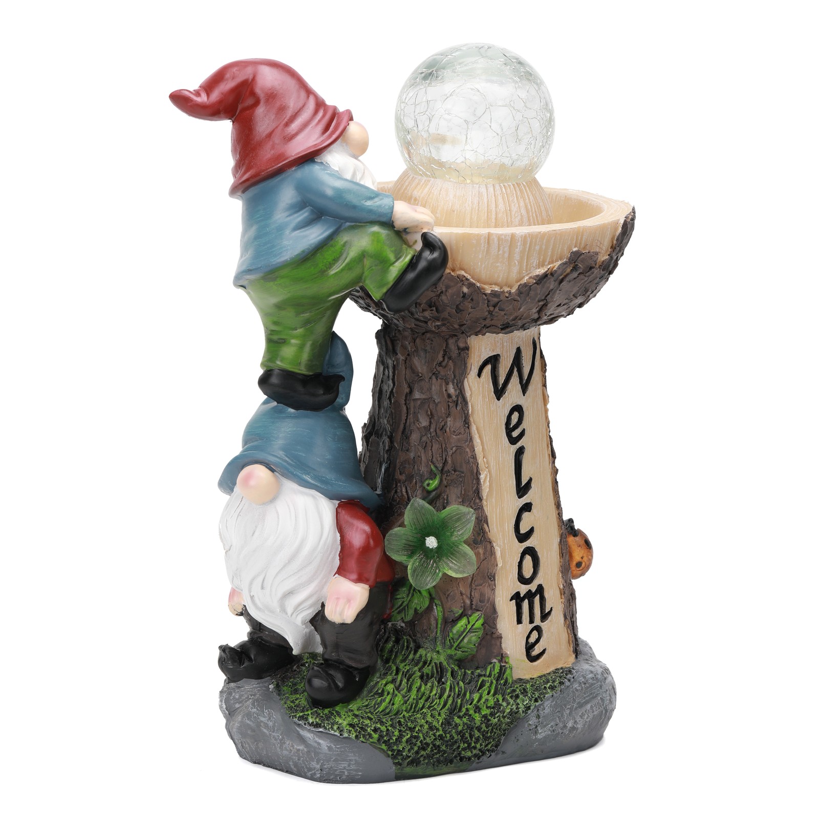 Solar-Powered Weatherproof Gnome Statue with Built-in LED Lights (Resin)