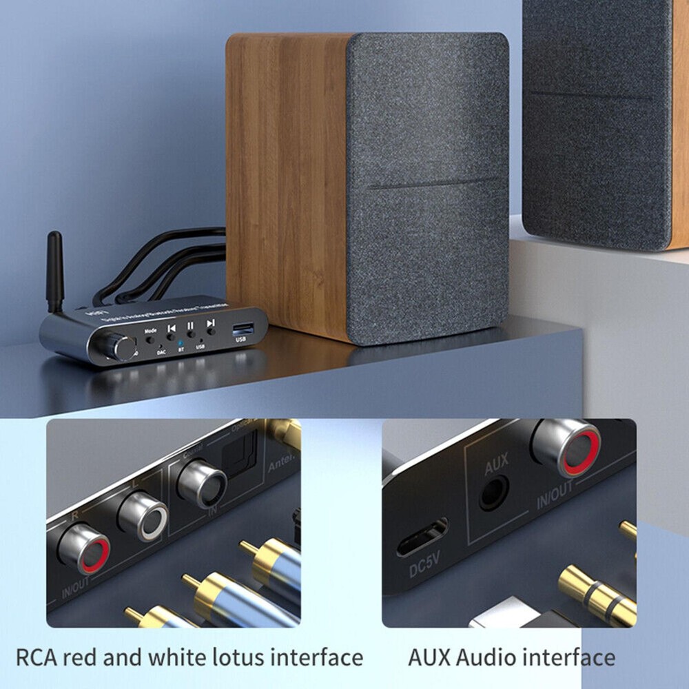 USB-C Type Bluetooth Digital to Analog RCA Audio Adapter Receiver Transmitter