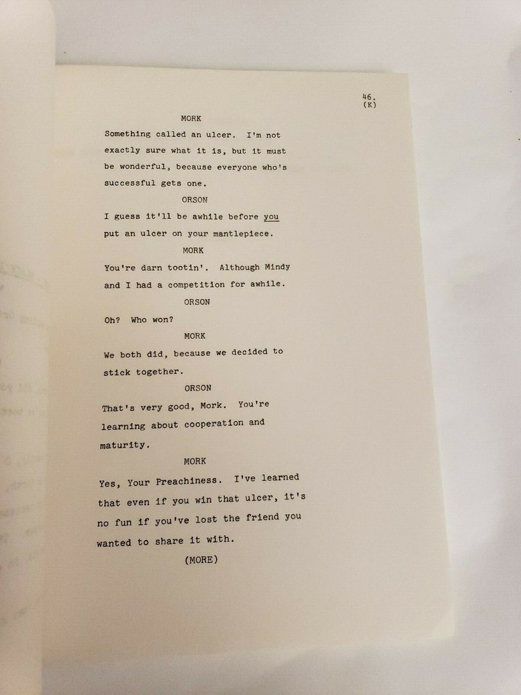 MORK AND MINDY / David Misch 1979 TV Script, Robin Williams "Mork vs. Mindy"