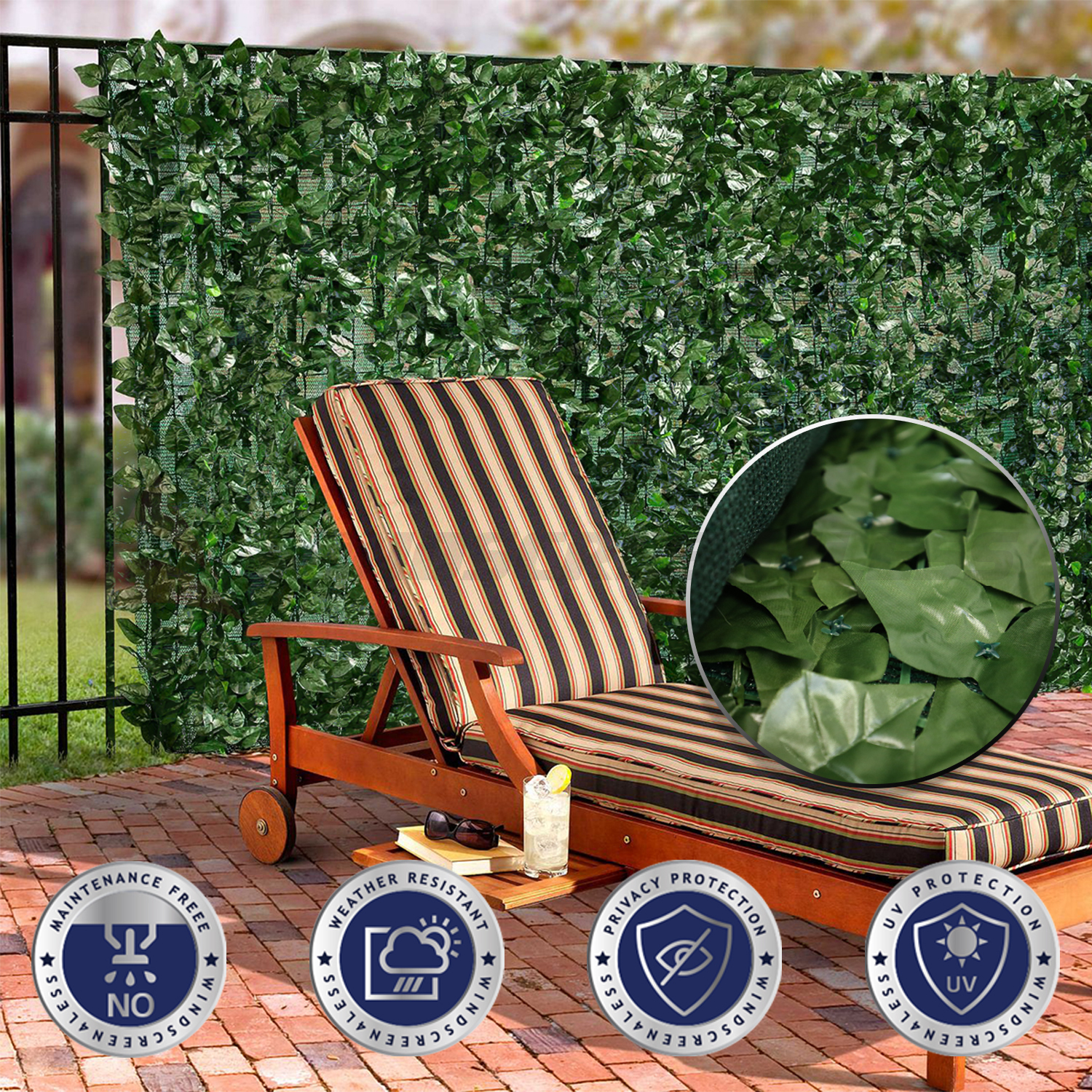 39" (H) Faux Ivy Leaf Privacy Fence Screen Decor Panels Windscreen Patio Garden