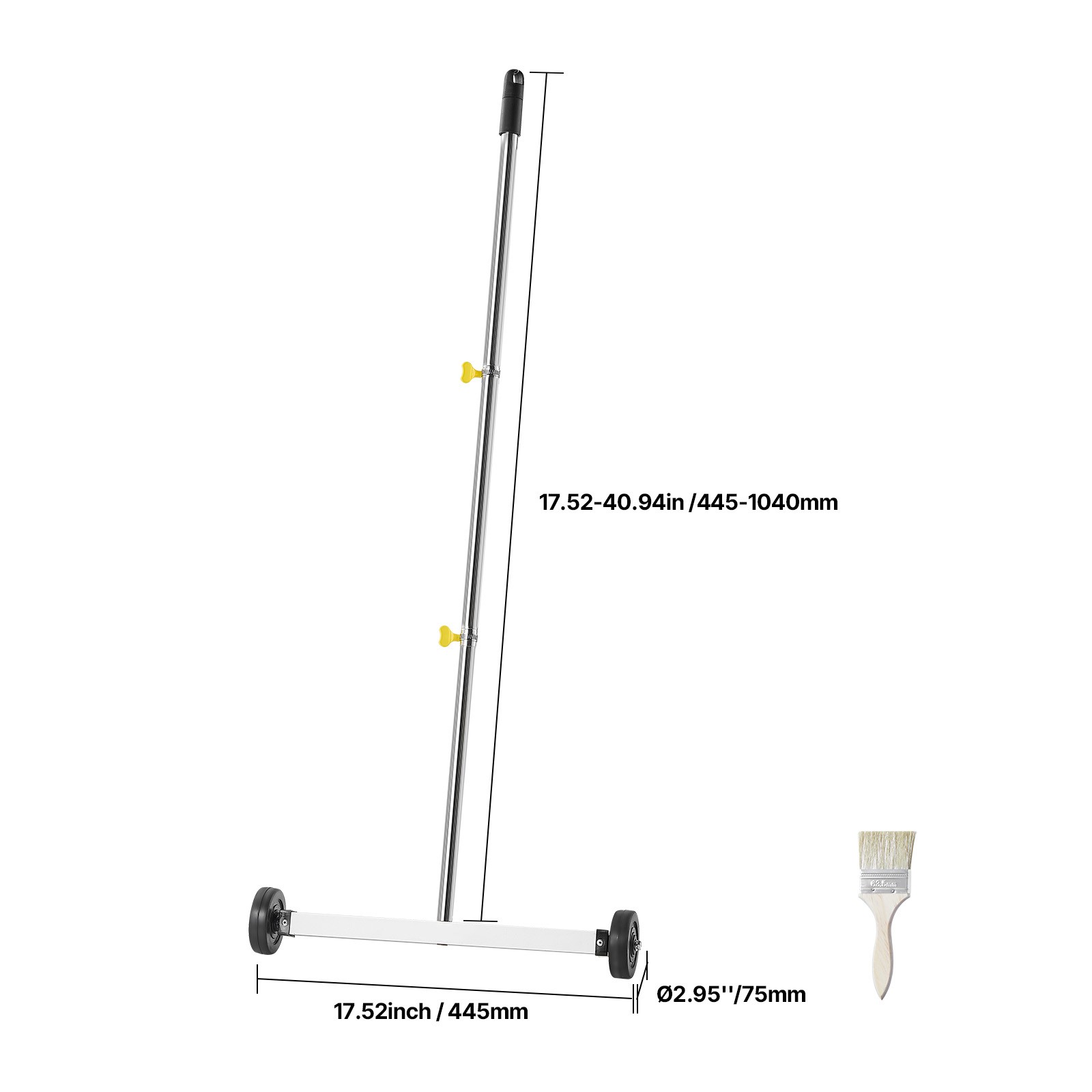 17" Rolling Magnetic Sweeper Picks up Tools Nails Screws Clips 10 lbs Capacity