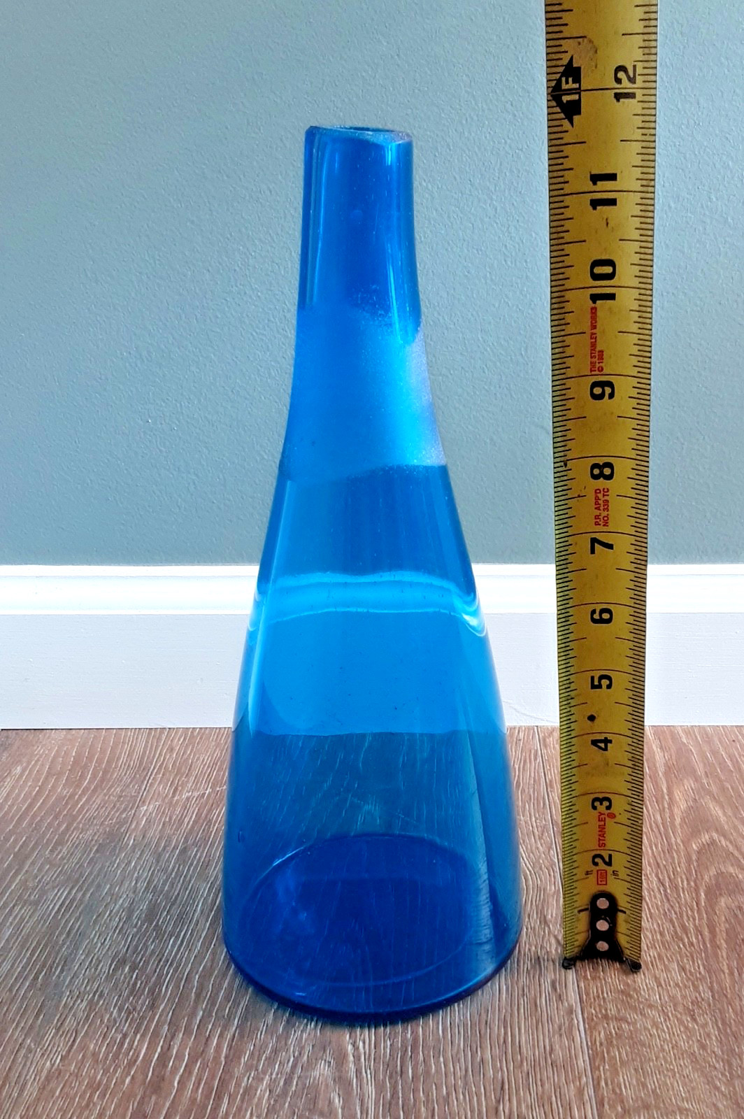 BLENKO HUGE 35.5" Art Glass Turquoise # 6138 Architectural Floor Decanter HUSTED