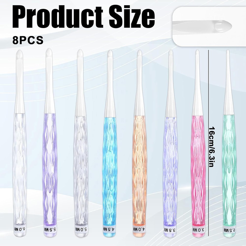Ergonomic Crochet Hooks Set, 8Pcs Comfortable Practical Crochet Needles Color...