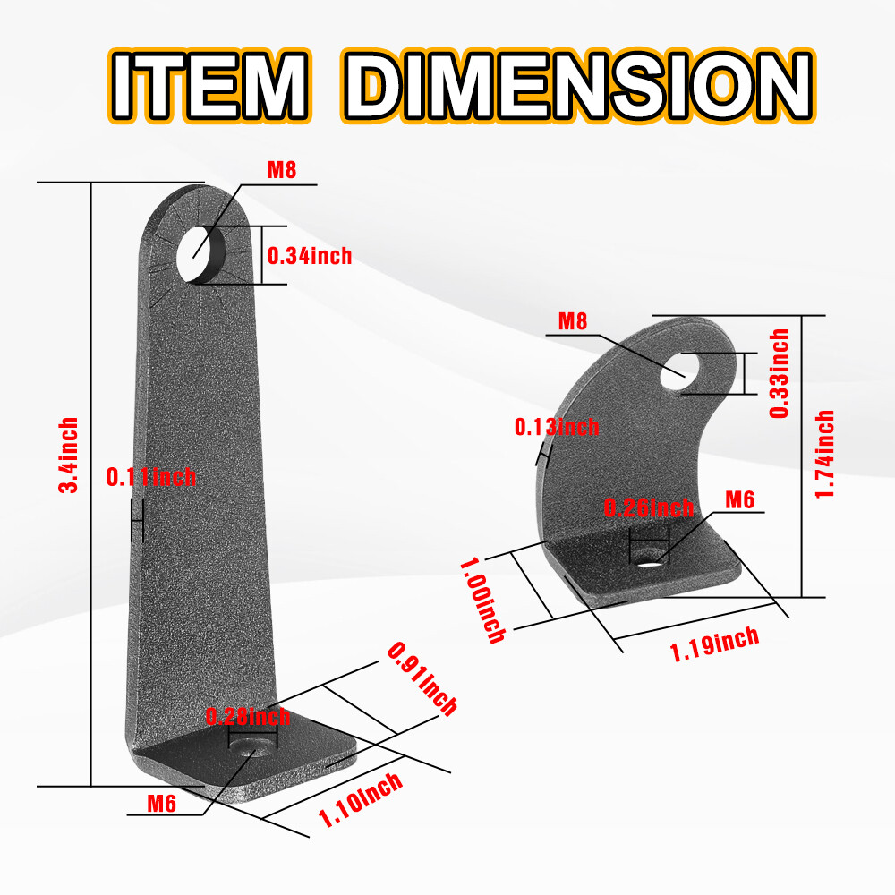 2-Pack Universal Side Mounting Brackets for Straight/Curved Single LED Light Bar