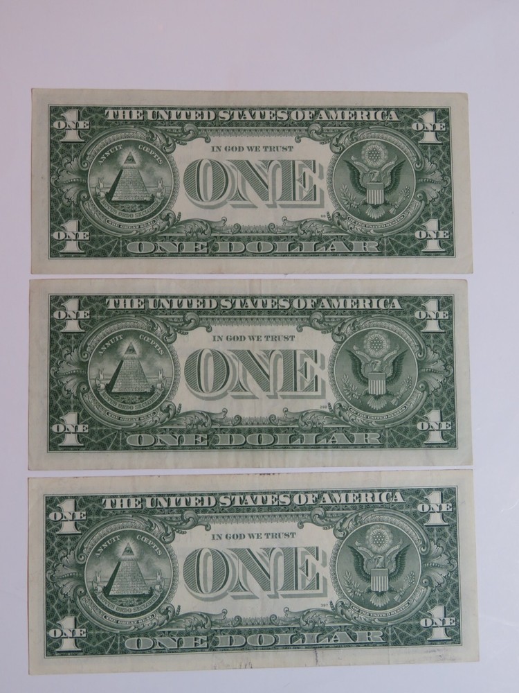 3- 1957 Silver Certificates - Lightly Circulated Condition