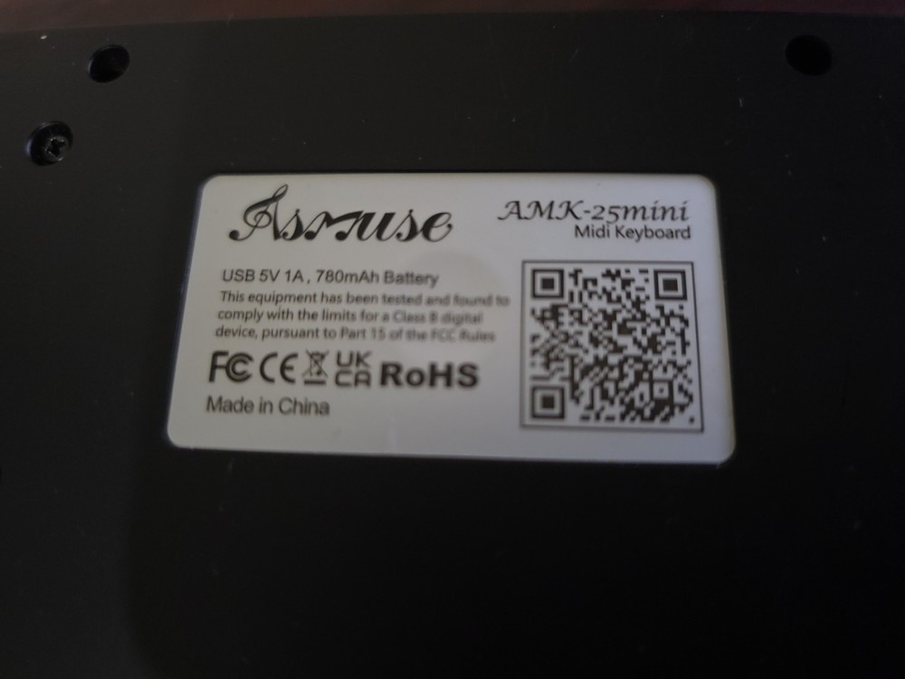 Asmuse AMK-25mini Portable 25-Key Rechargable MIDI Controller Keyboard