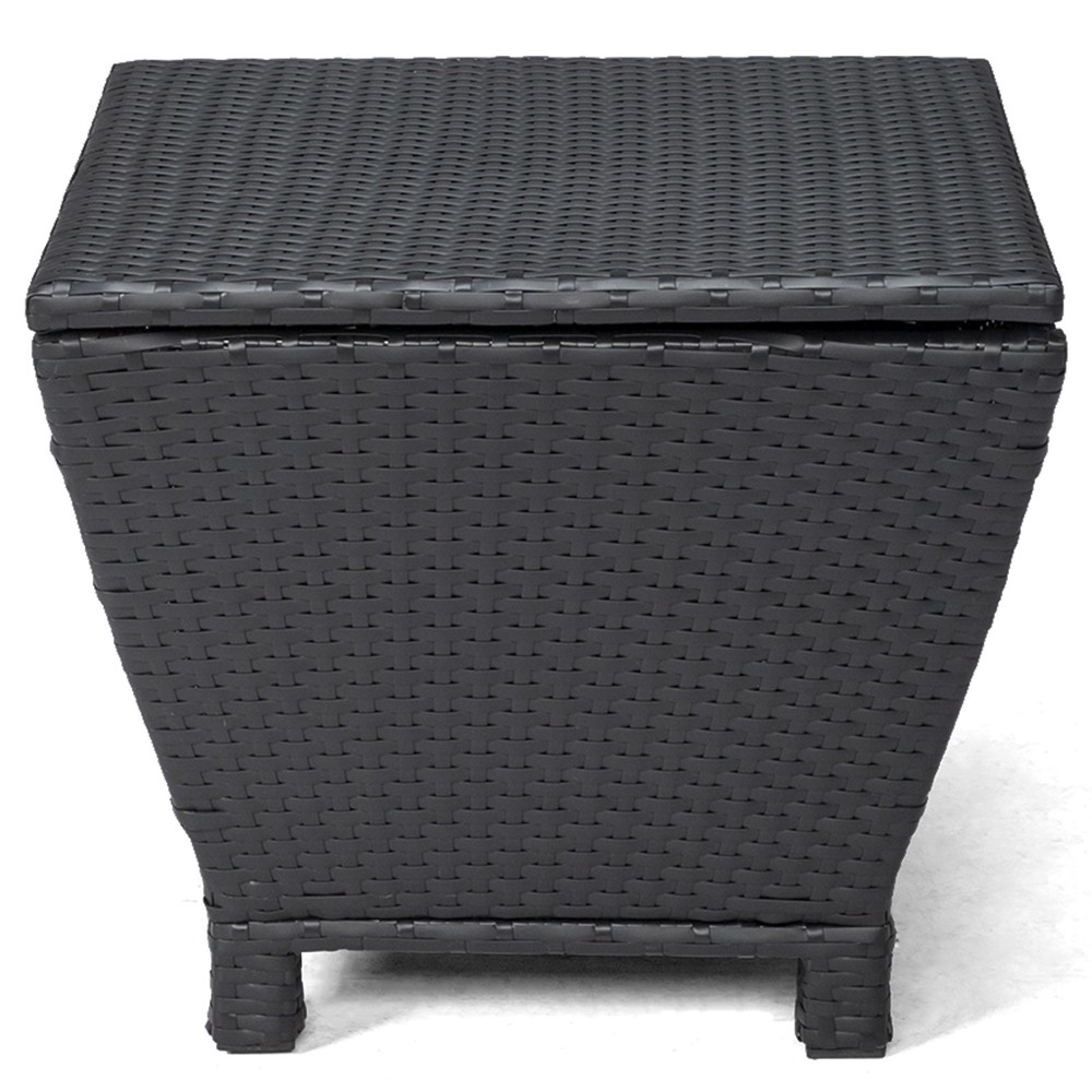 Outdoor PE Wicker Side Table with Storage Small Patio Storage Bin Container