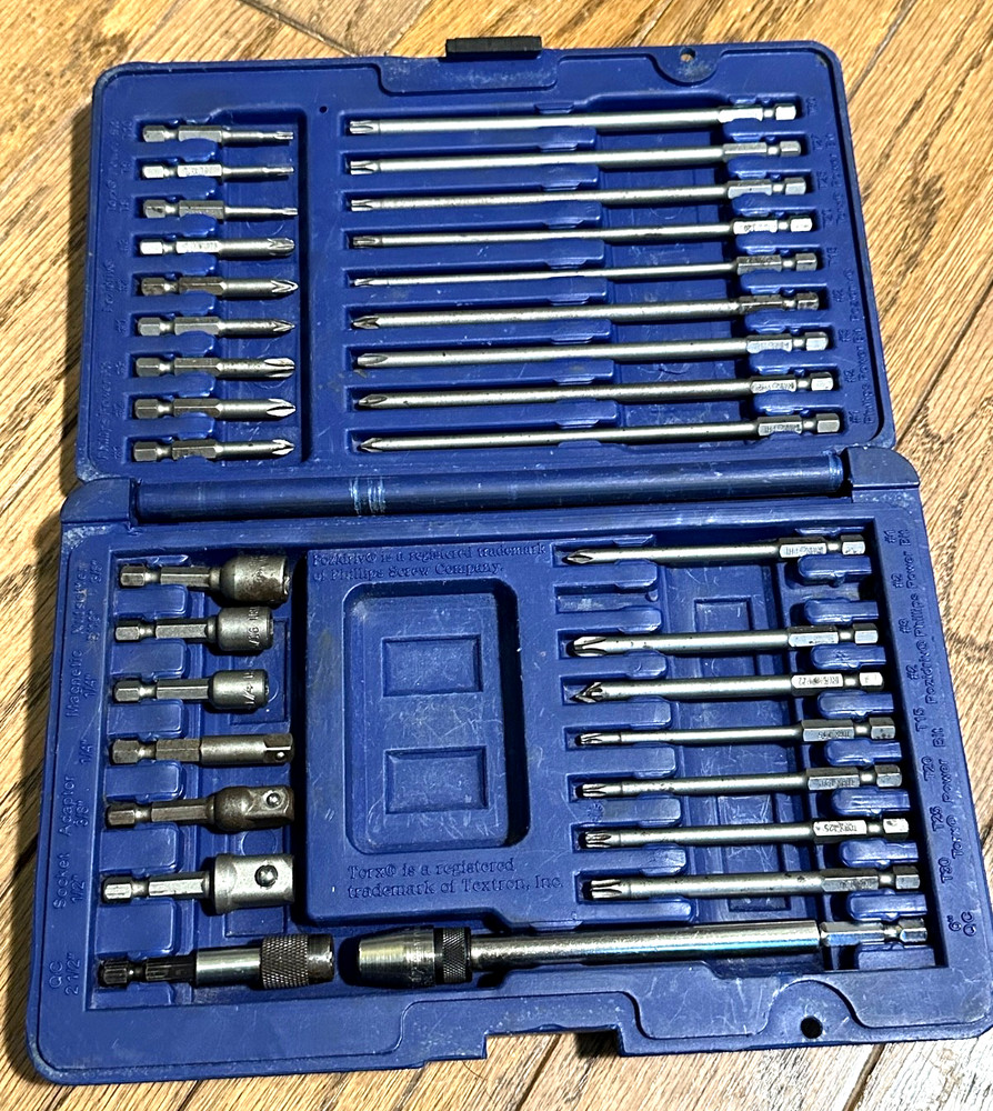 Irwin Tools Long Screwdriver Magnetic Power Master Bit Driver Set Lot Torx Case