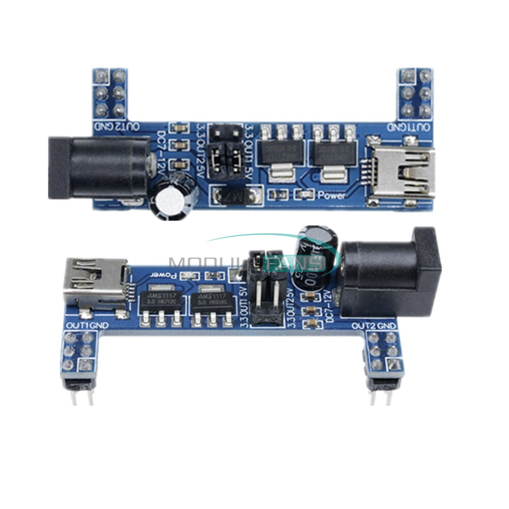 2PCS Mini USB MB102 Breadboard Power Supply Module 3.3V 5V Solderless Arduino