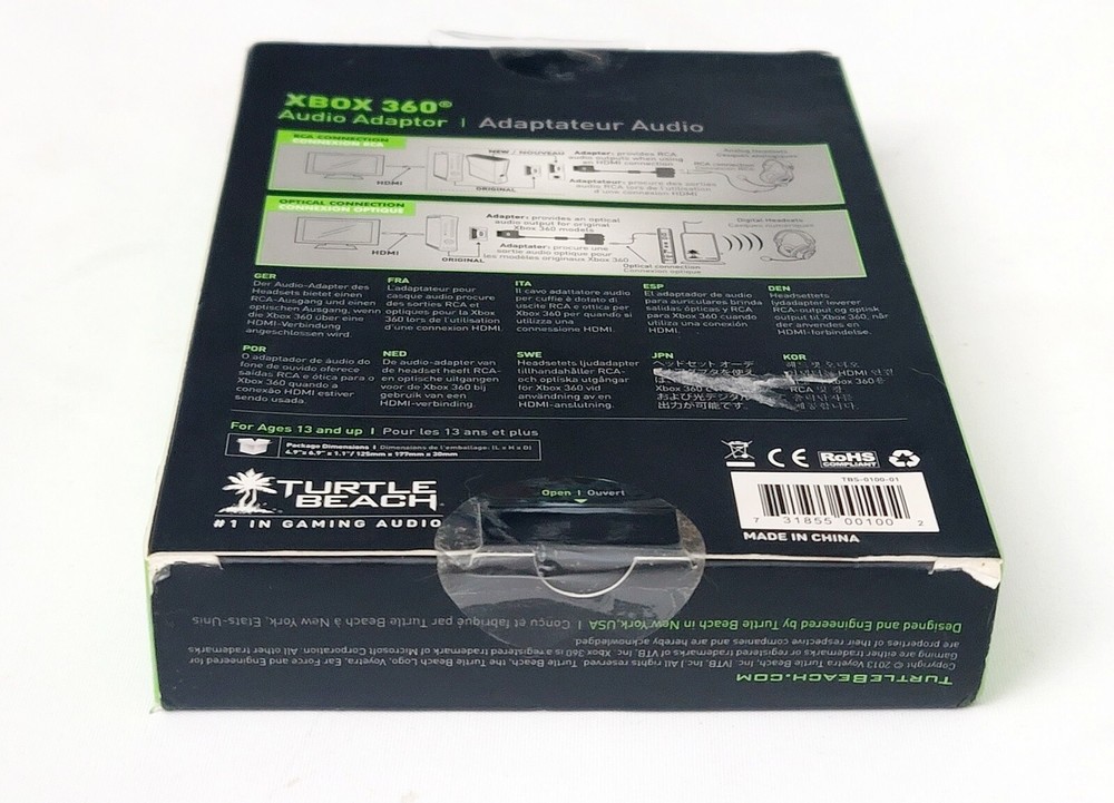Turtle Beach Xbox 360 Audio Adapter 0.2M Cable 9ft Length Ear Force RCA Optical