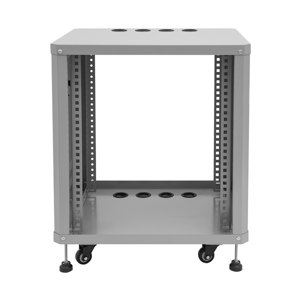 Network & Stereo Rack Rolling Server Rack Open Cabinet with Caster Wheels Grey