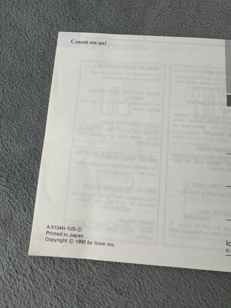 Icom IC-A21 ORIGINAL Instruction Manual In Good Condition.